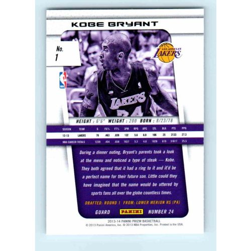 2013-14 Panini Prizm Base #1 Kobe Bryant