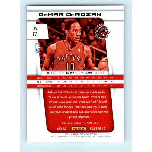 2013-14 Panini Prizm Base #17 Demar DeRozan