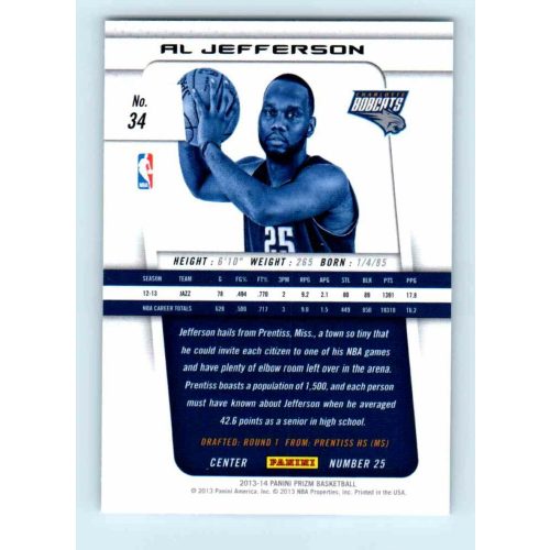 2013-14 Panini Prizm Base #34 Al Jefferson