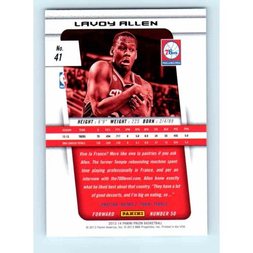 2013-14 Panini Prizm Base #41 Lavoy Allen