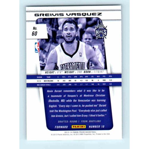 2013-14 Panini Prizm Base #60 Greivis Vasquez