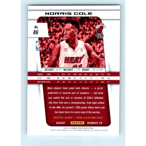 2013-14 Panini Prizm Base #86 Norris Cole