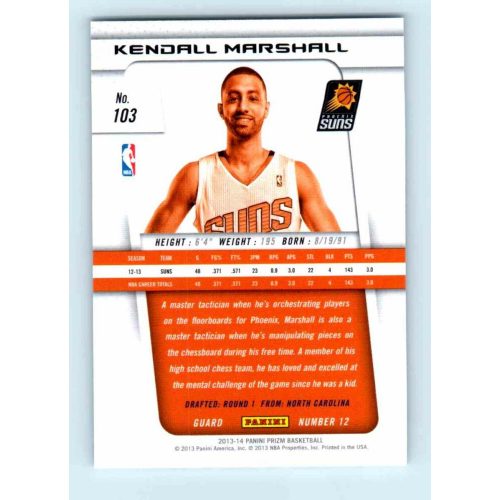 2013-14 Panini Prizm Base #103 Kendall Marshall