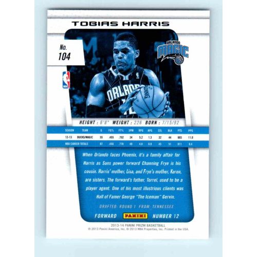 2013-14 Panini Prizm Base #104 Tobias Harris