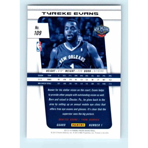 2013-14 Panini Prizm Base #109 Tyreke Evans