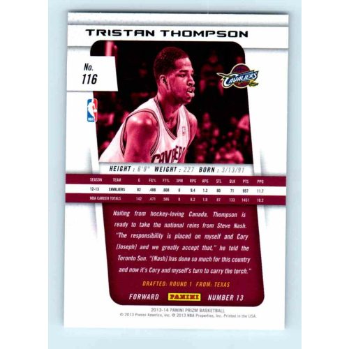 2013-14 Panini Prizm Base #116 Tristan Thompson