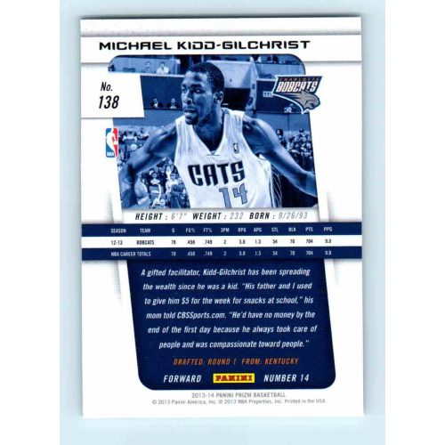 2013-14 Panini Prizm Base #138 Michael Kidd-Gilchrist