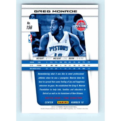 2013-14 Panini Prizm Base #156 Greg Monroe