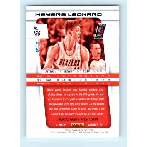 2013-14 Panini Prizm Base #165 Meyers Leonard