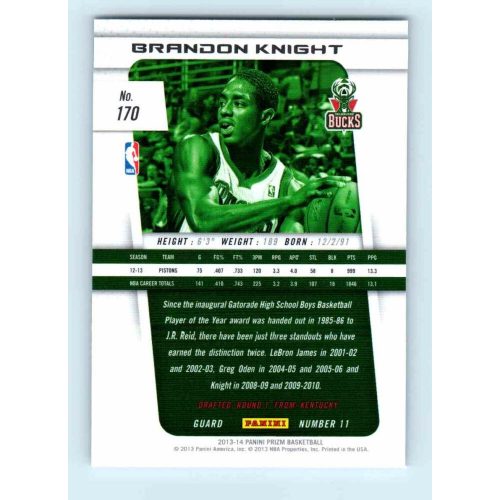 2013-14 Panini Prizm Base #170 Brandon Knight