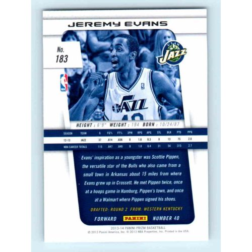 2013-14 Panini Prizm Base #183 Jeremy Evans