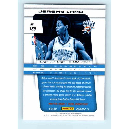 2013-14 Panini Prizm Base #189 Jeremy Lamb