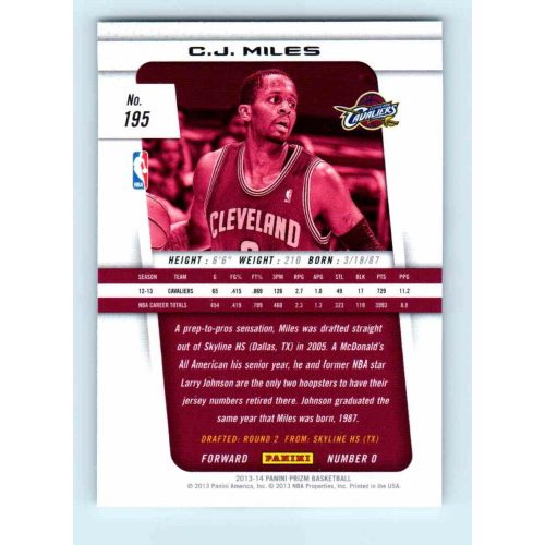 2013-14 Panini Prizm Base #195 C.J. Miles