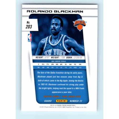 2013-14 Panini Prizm Base #203 Rolando Blackman