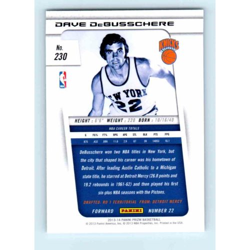 2013-14 Panini Prizm Base #230 Dave DeBusschere