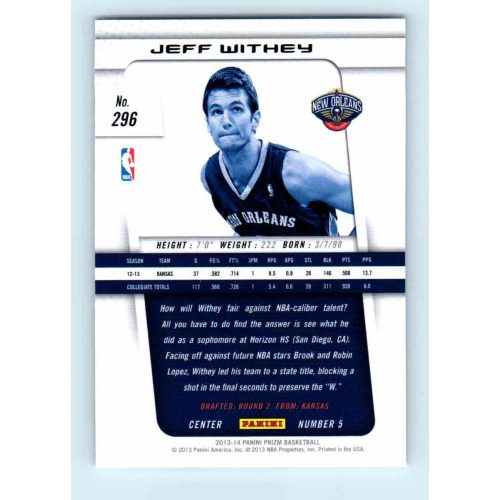 2013-14 Panini Prizm Base #296 Jeff Withey RC