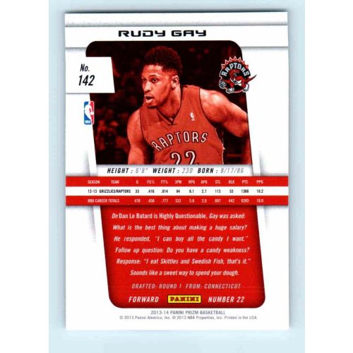 2013-14 Panini Prizm Base #142 Rudy Gay