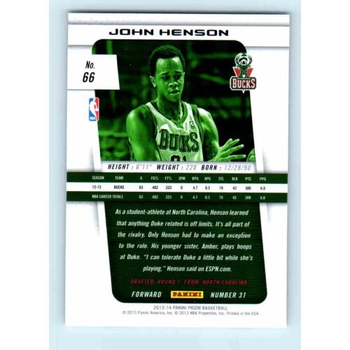 2013-14 Panini Prizm Base #66 John Henson