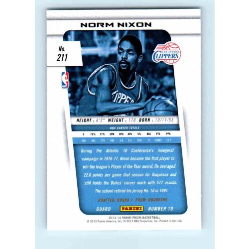 2013-14 Panini Prizm Base #211 Norm Nixon