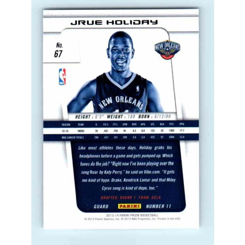 2013-14 Panini Prizm Base #67 Jrue Holiday