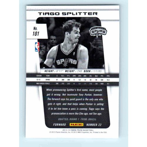 2013-14 Panini Prizm Base #101 Tiago Splitter