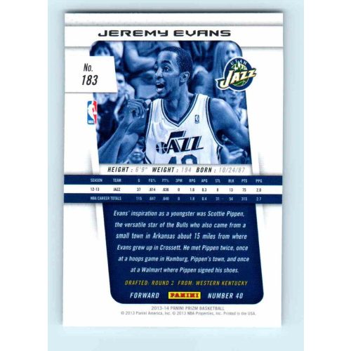 2013-14 Panini Prizm Base #183 Jeremy Evans