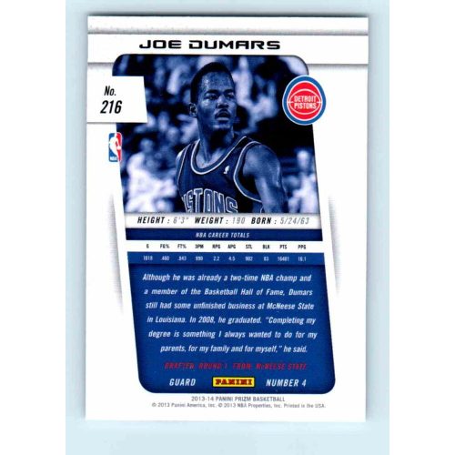 2013-14 Panini Prizm Base #216 Joe Dummars