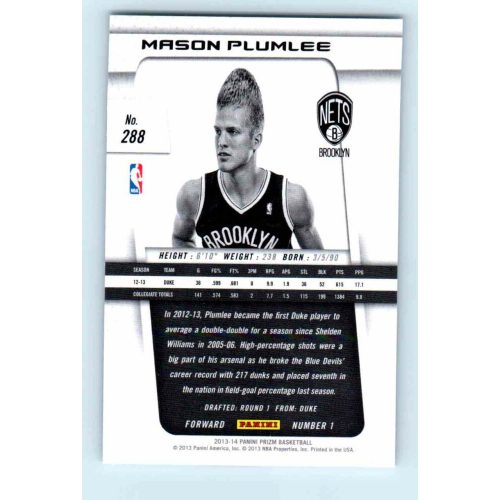 2013-14 Panini Prizm Base #288 Mason Plumlee RC