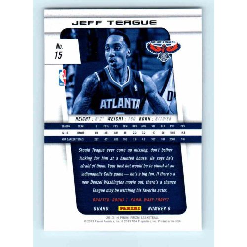 2013-14 Panini Prizm Base #15 Jeff Teague