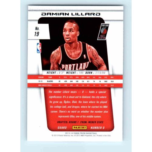 2013-14 Panini Prizm Base #19 Damian Lillard