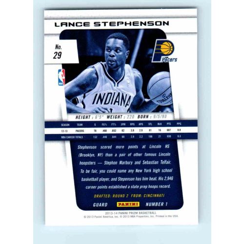 2013-14 Panini Prizm Base #29 Lance Stephenson