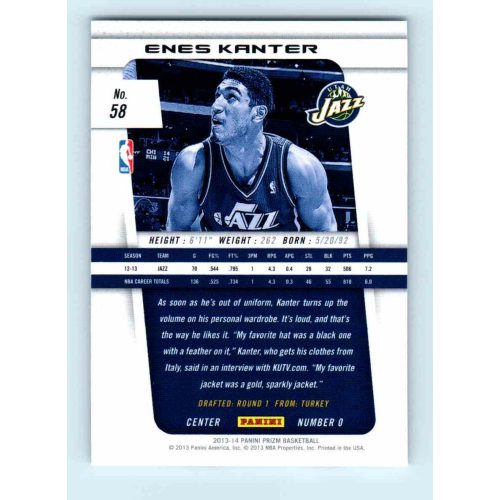 2013-14 Panini Prizm Base #58 Enes Kanter