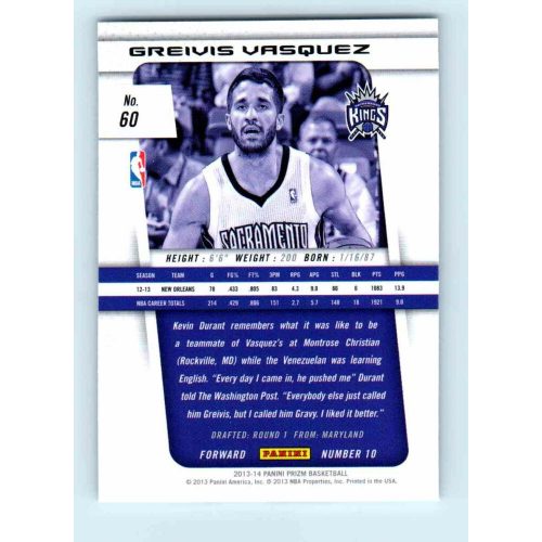 2013-14 Panini Prizm Base #60 Greivis Vasquez