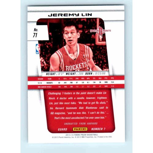 2013-14 Panini Prizm Base #71 Jeremy Lin