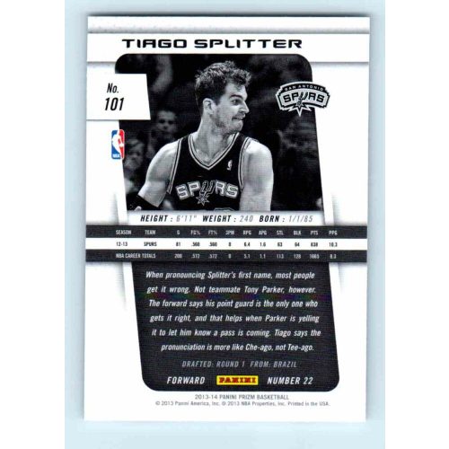 2013-14 Panini Prizm Base #101 Tiago Splitter