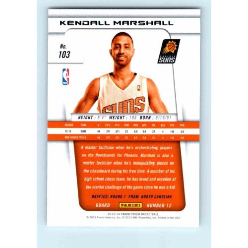 2013-14 Panini Prizm Base #103 Kendall Marshall