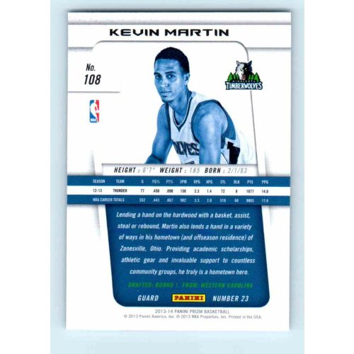 2013-14 Panini Prizm Base #108 Kevin Martin