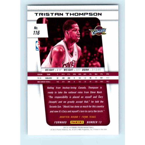 2013-14 Panini Prizm Base #116 Tristan Thompson