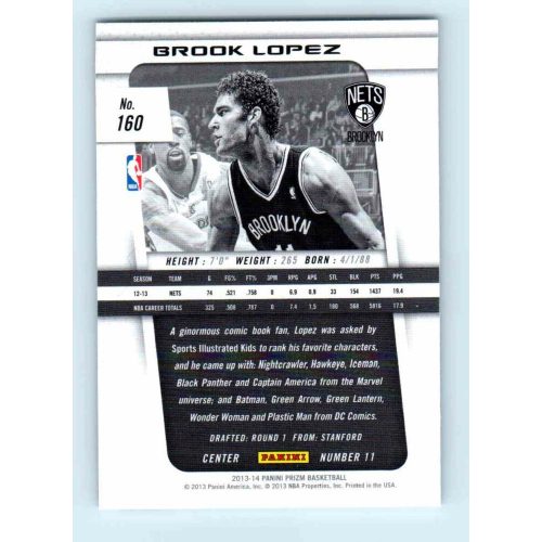 2013-14 Panini Prizm Base #160 Brook Lopez