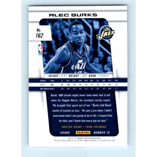 2013-14 Panini Prizm Base #162 Alec Burks