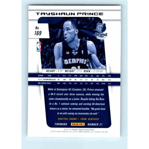 2013-14 Panini Prizm Base #169 Tayshaun Prince