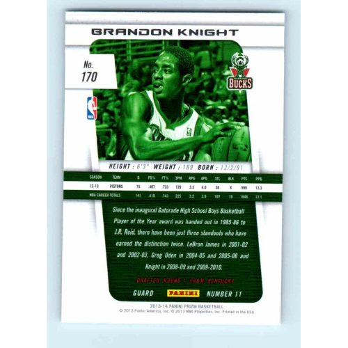 2013-14 Panini Prizm Base #170 Brandon Knight