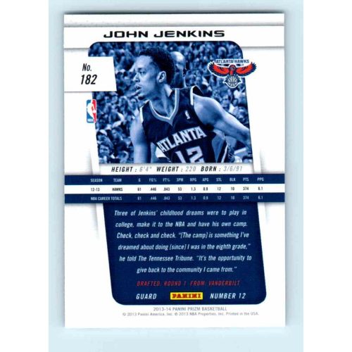 2013-14 Panini Prizm Base #182 John Jenkins