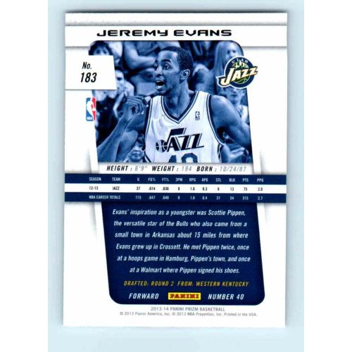 2013-14 Panini Prizm Base #183 Jeremy Evans