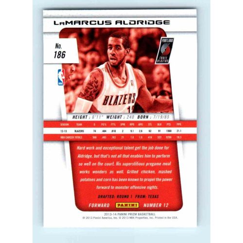 2013-14 Panini Prizm Base #186 LaMarcus Aldridge