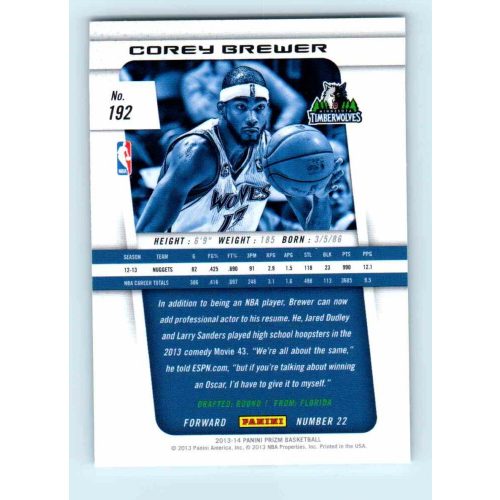 2013-14 Panini Prizm Base #192 Corey Brewer