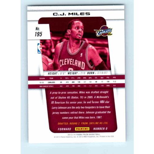 2013-14 Panini Prizm Base #195 C.J. Miles