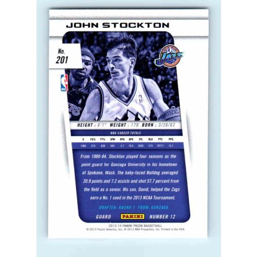 2013-14 Panini Prizm Base #201 John Stockton