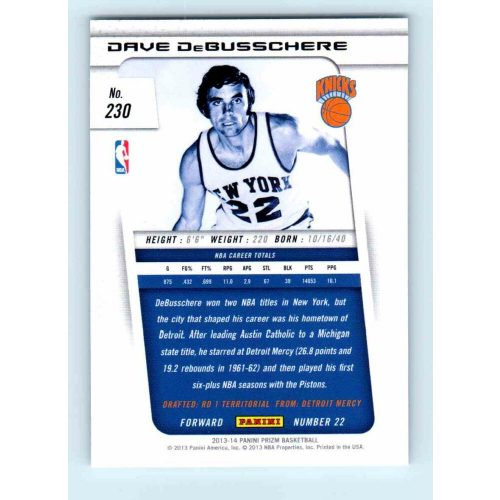 2013-14 Panini Prizm Base #230 Dave DeBusschere