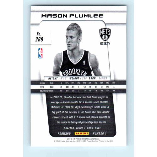 2013-14 Panini Prizm Base #288 Mason Plumlee RC